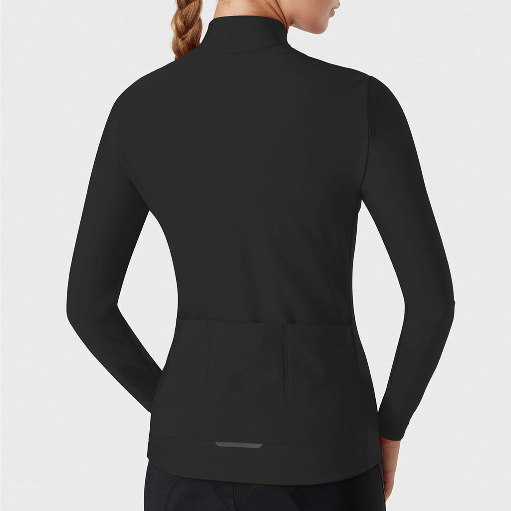 Women'S Winter Cycling Jersey Zipper Pocket Long Sleeve Fleece Cycling Jackets Bike Jersey Thermal Softshell