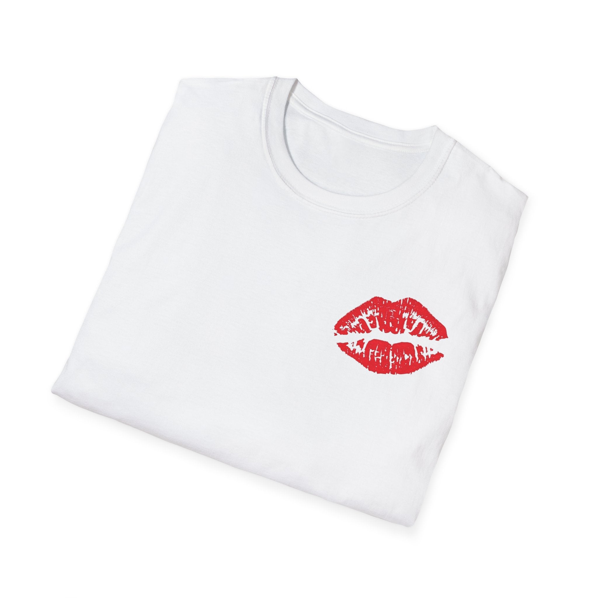 Kiss Me Softstyle T-Shirt, Cute Valentine's Day Gift, Fashionable Couple Tee, Flirty Graphic Shirt, Birthday or Anniversary Present