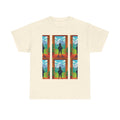Window Mountain View silhouette T-Shirt | hiking landscape grid