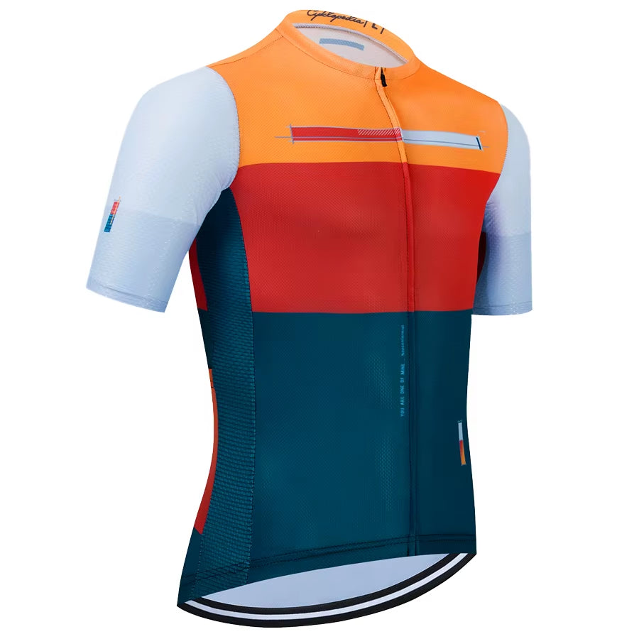 2024 New Summer Men'S Cycling Short Sleeved Sportswear, Breathable and Comfortable Outdoor Mountain Cycling Clothes