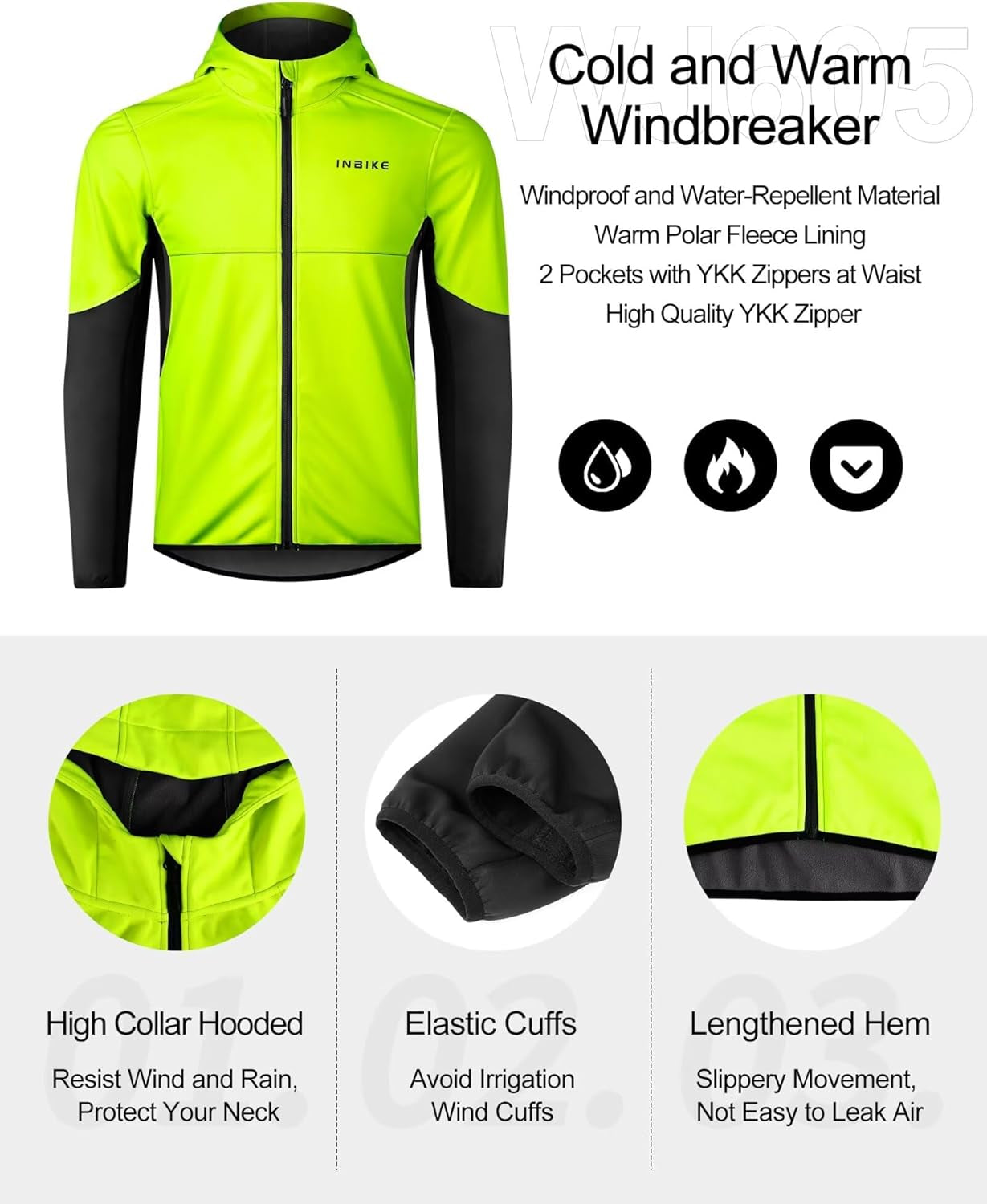 Cycling Jacket for Men Running Biking Jackets Mens Windbreaker Reflective Windproof Fleece Lined Cold Weather