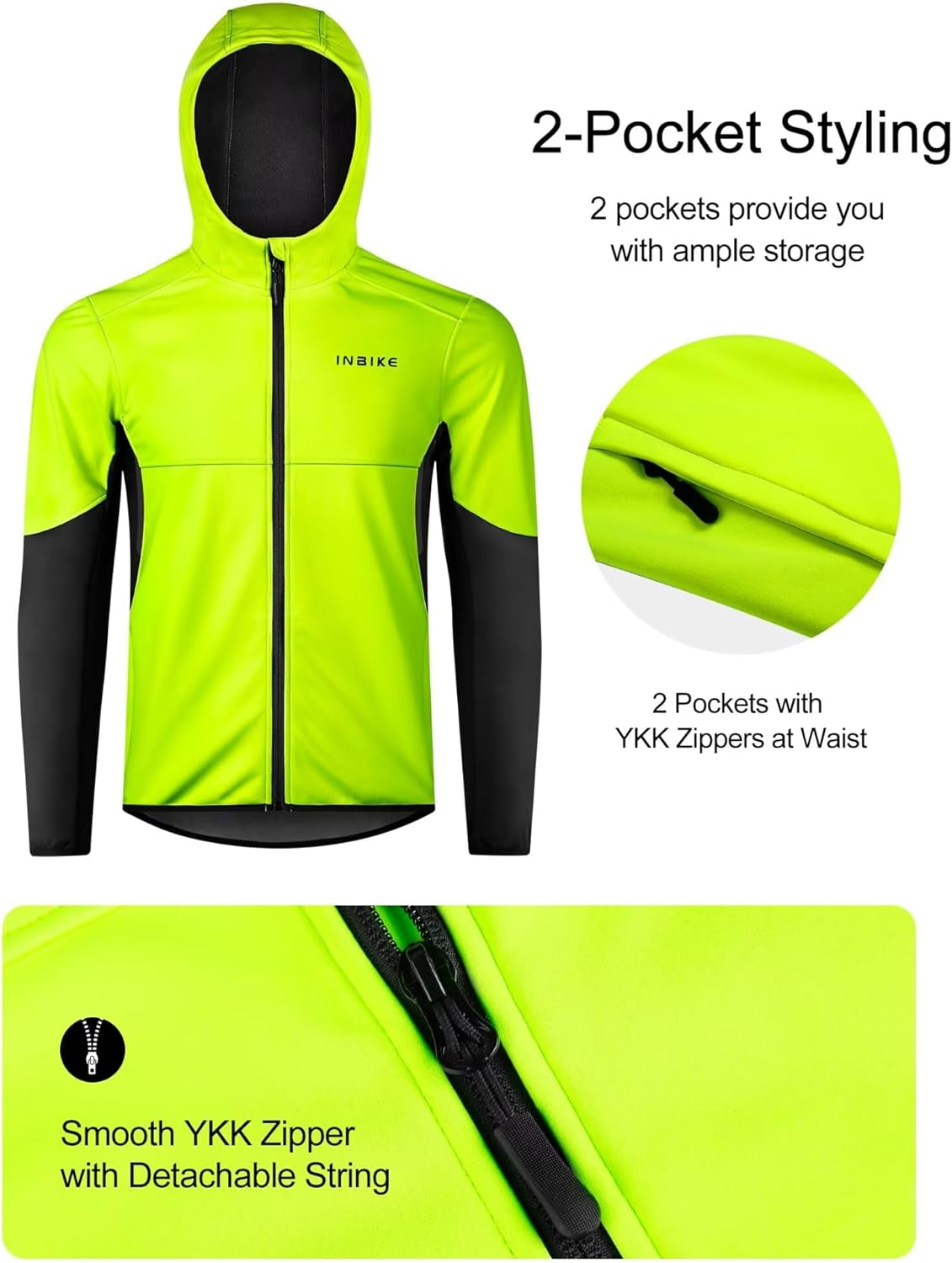Cycling Jacket for Men Running Biking Jackets Mens Windbreaker Reflective Windproof Fleece Lined Cold Weather