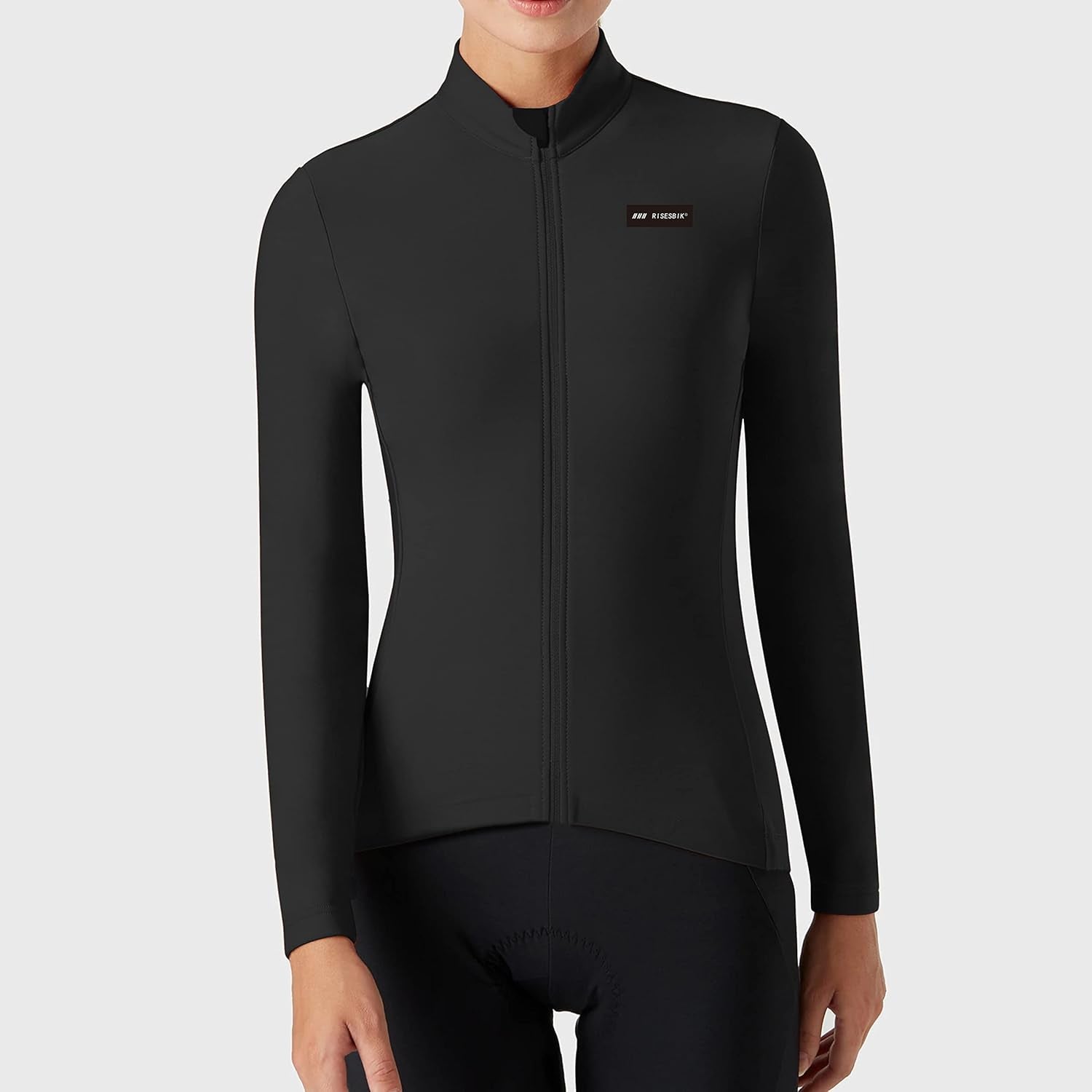 Women'S Winter Cycling Jersey Zipper Pocket Long Sleeve Fleece Cycling Jackets Bike Jersey Thermal Softshell