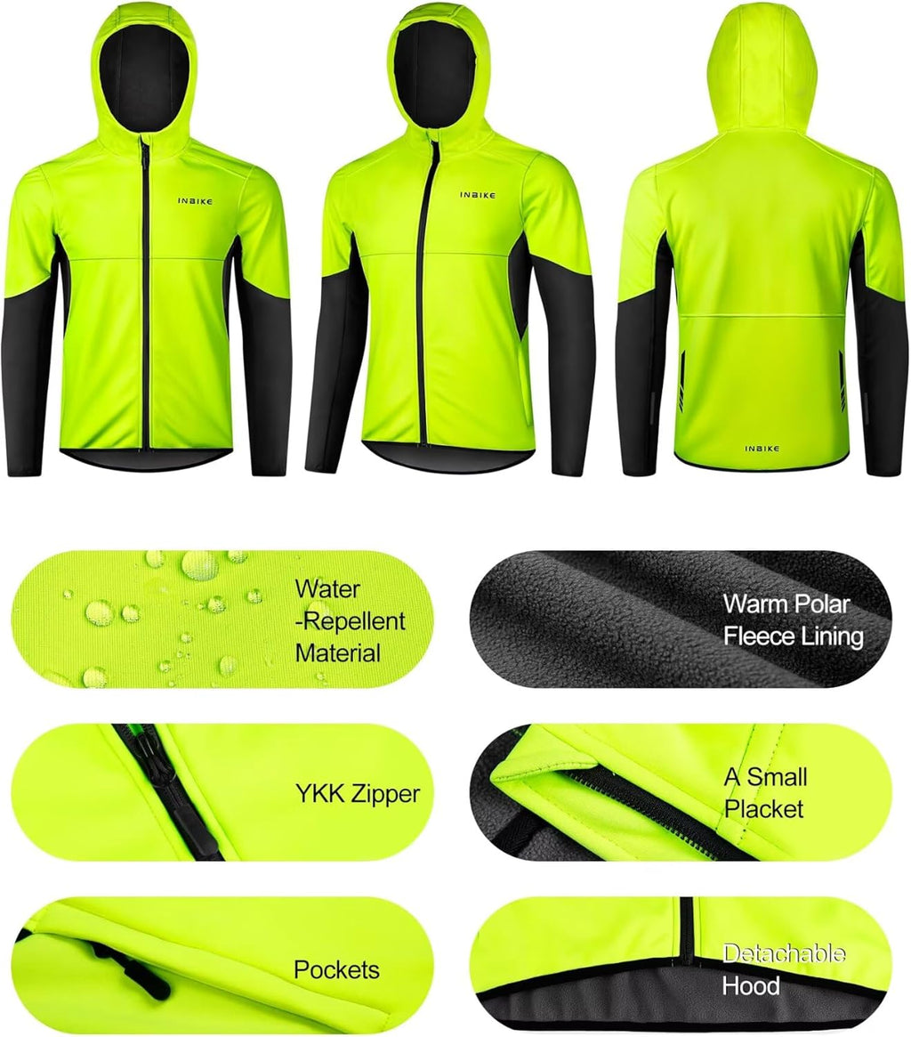 Cycling Jacket for Men Running Biking Jackets Mens Windbreaker Reflective Windproof Fleece Lined Cold Weather
