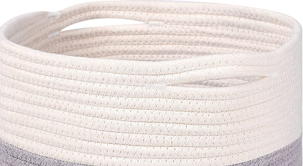 Woven Cotton Rope round 11X11X11'' Storage Cubes Baskets Bins Organizer, 3-Tone Gray, 3-Pack
